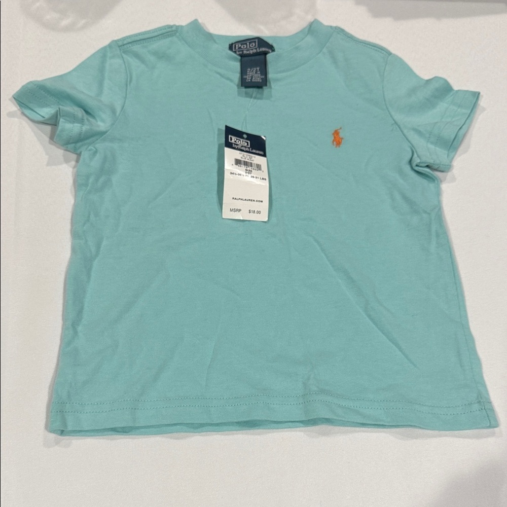 Ralph Lauren Kids Light Blue Tee with Orange Logo